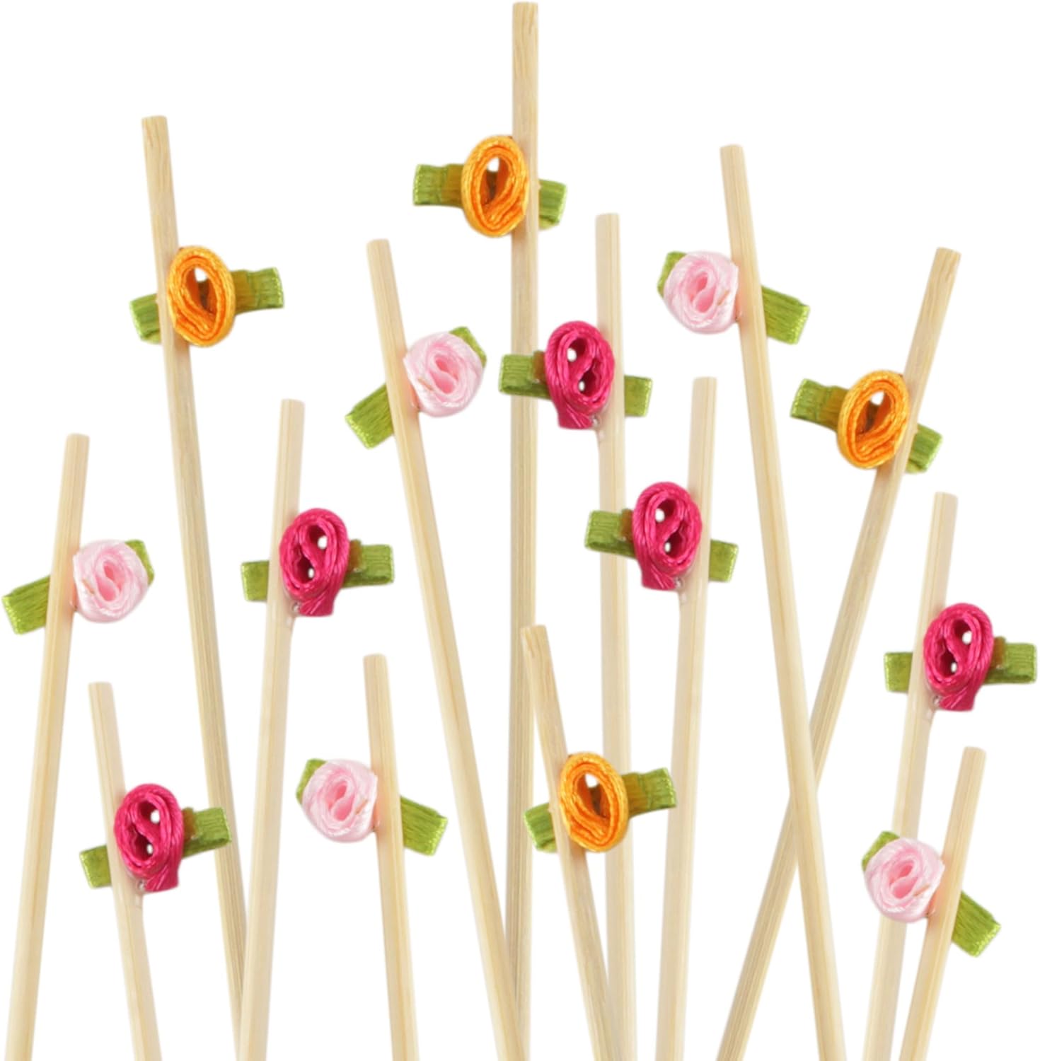 BambooMN 4.7" Colorful Fancy Flower Cocktail Picks for Drinks and Food, Decorative Toothpicks for Wedding, Valentine or Theme Party, 1000 Pieces