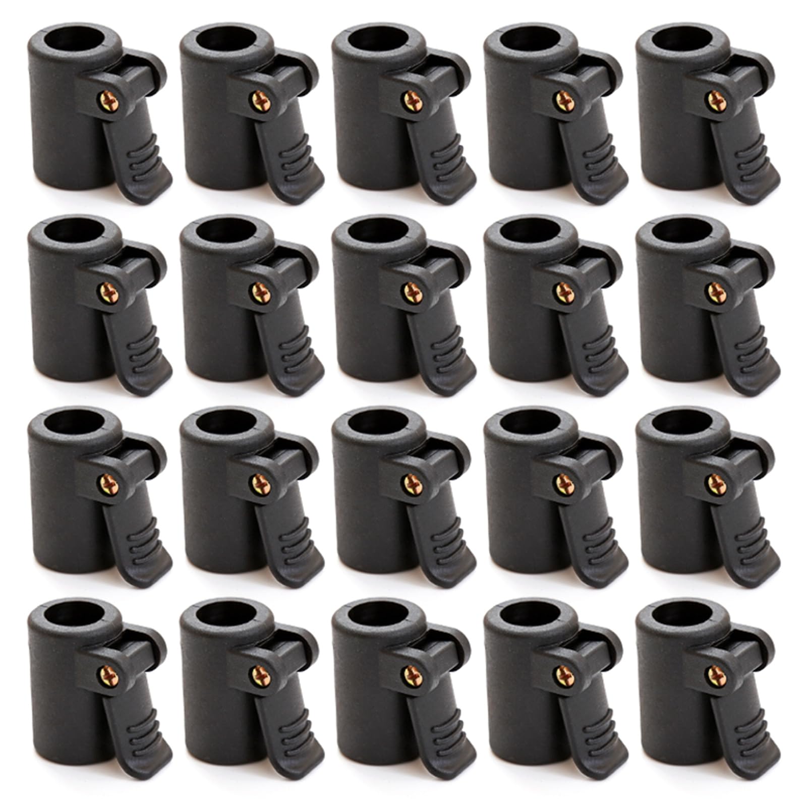 Abrazadera ajustable para toldo de tienda de campaña, 4,15 x 2,6 cm, antideslizante para asegurar fácilmente los postes, 20 unidades, agarre ajustable para toldo de camping