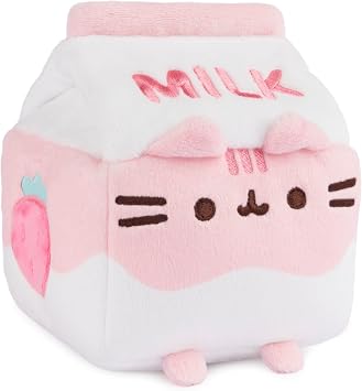 GUND Pusheen Strawberry Milk Plush Cat Stuffed Animal for Ages 8 and Up, Pink/White, 6”