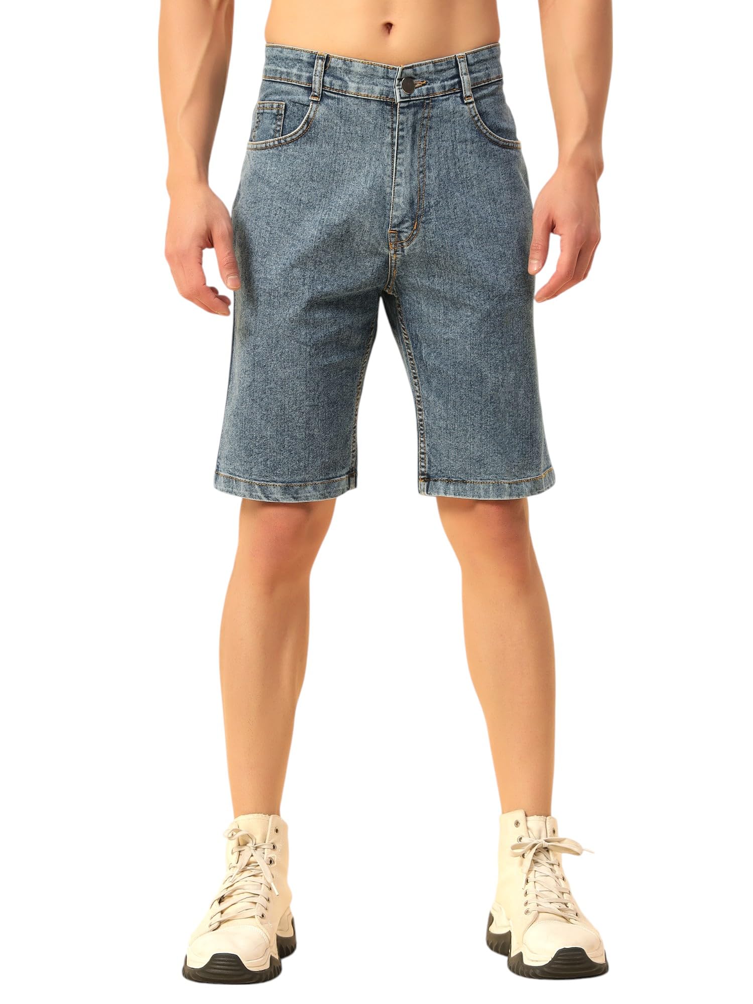 studio nexx Men's Regular Fit Shorts | Denim Shorts for Men | Knee Length | Stretchable-picture-28