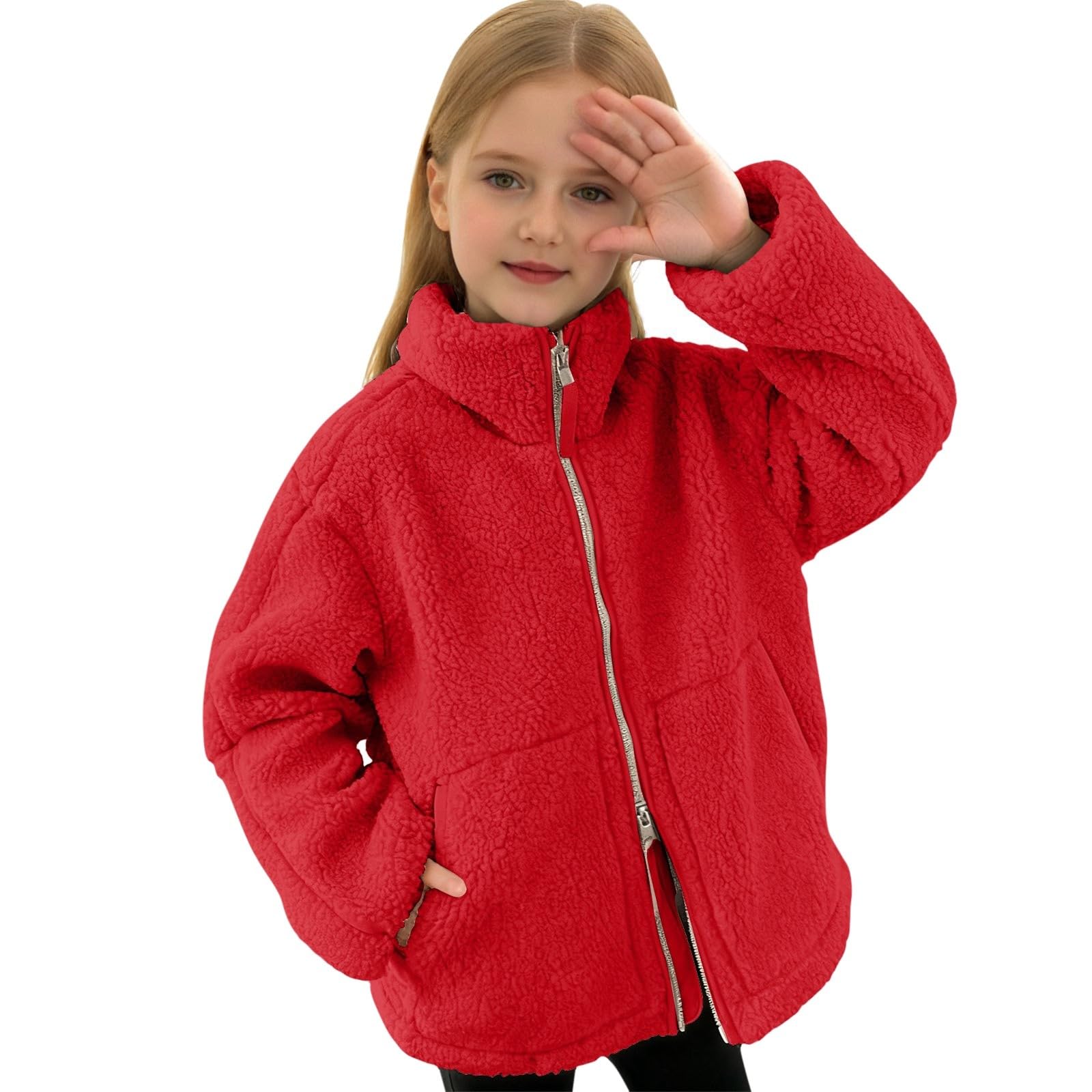 Generisch 2025 Chaqueta de forro polar de doble cremallera para niños