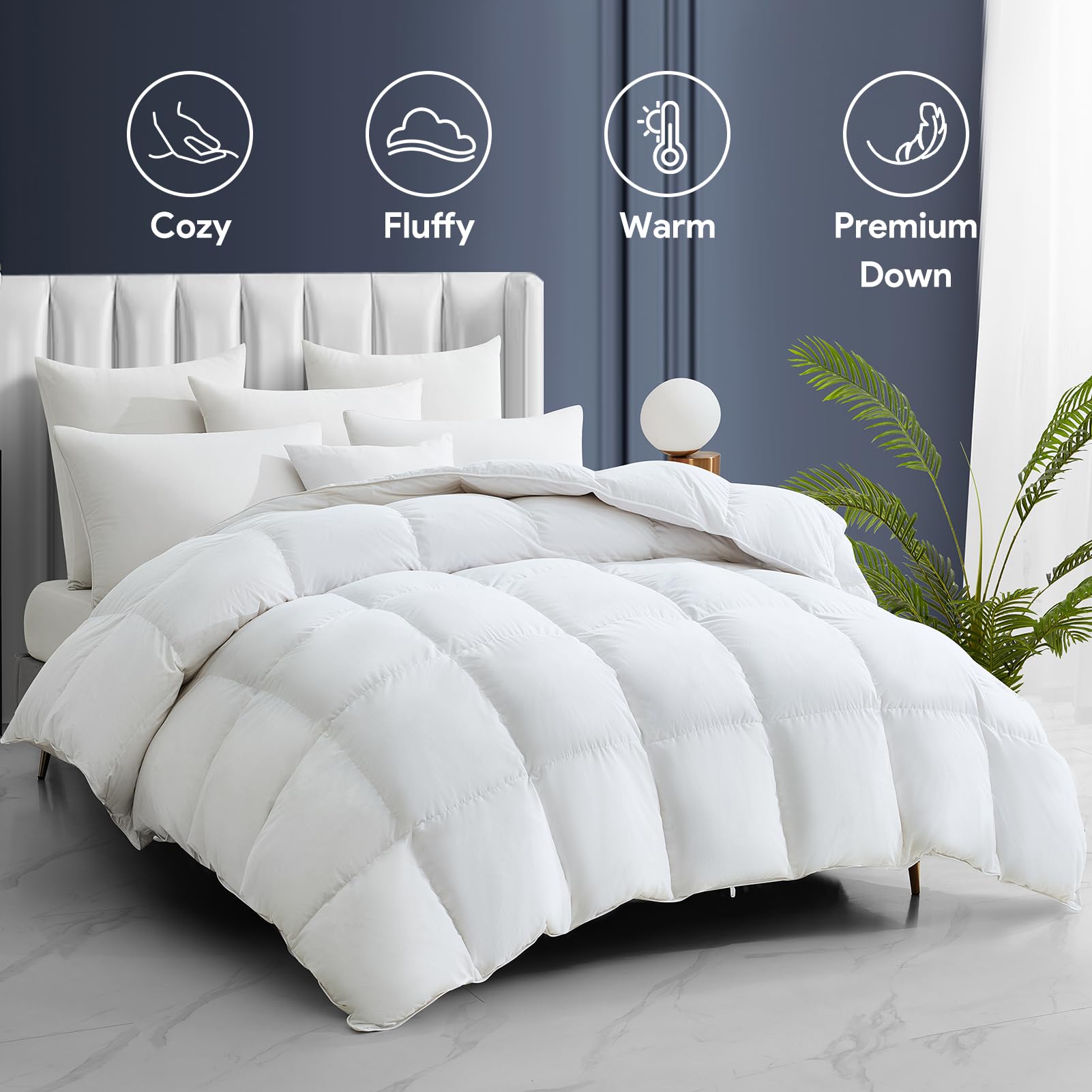 Maple&Stone Feather Down Comforter Queen Size All Season White Down
