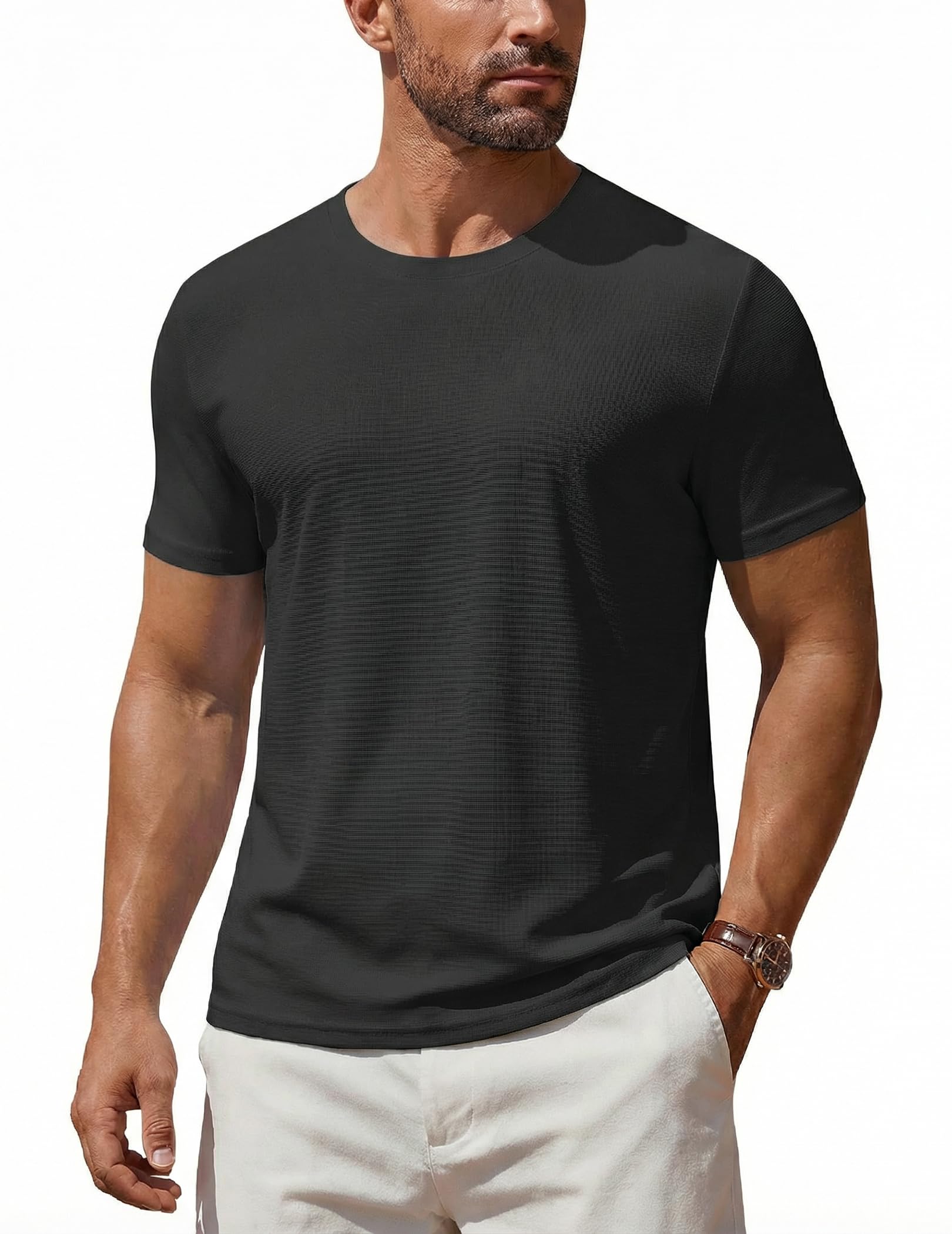 COOFANDY Sport T-Shirts Herren Funktionsshirt Kurzarm Sommer Laufshirt Retro Kariertes Gym Tshirt Fitness Trainingsshirt