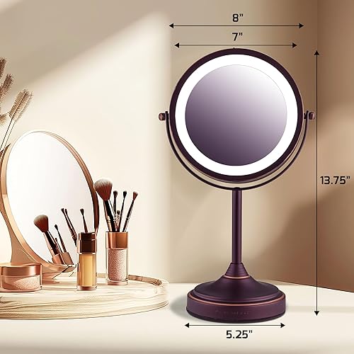 Vista 20 de OVENTE Espejo de maquillaje de mesa de 7 pulgadas con aumento 1X/7X, diseño giratorio de 360° y espejo de tocador independiente de doble cara, Cromo