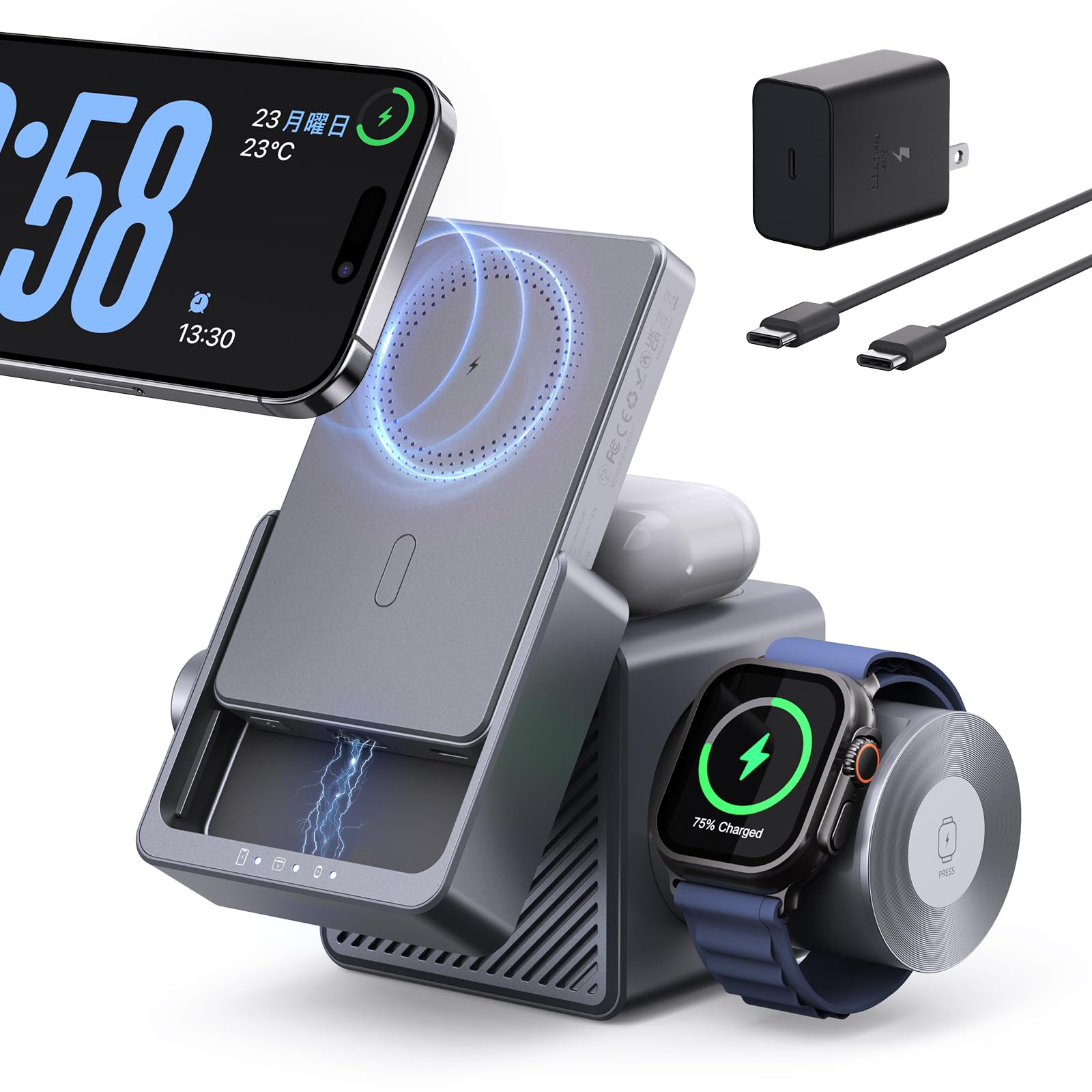 Amazon.com: RORRY 3 in 1 Charging Station, for Magsafe Wireless