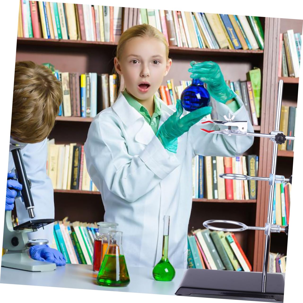Eisen Laborständer für Chemie und Physikexperimente mit Stabilem Metallgestell zur Befestigung und Unterstützung von Instrumenten und Kolben
