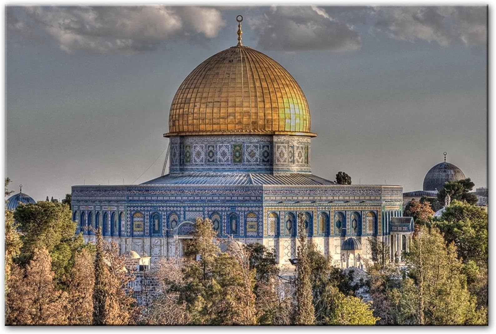Masjid Al Aqsa and Dome of The Rock Wall Art Posters Realist Mosque Canvas Art Prints Pictures for Living Room Wall Decor 80X120cm(31x47in) Frameless