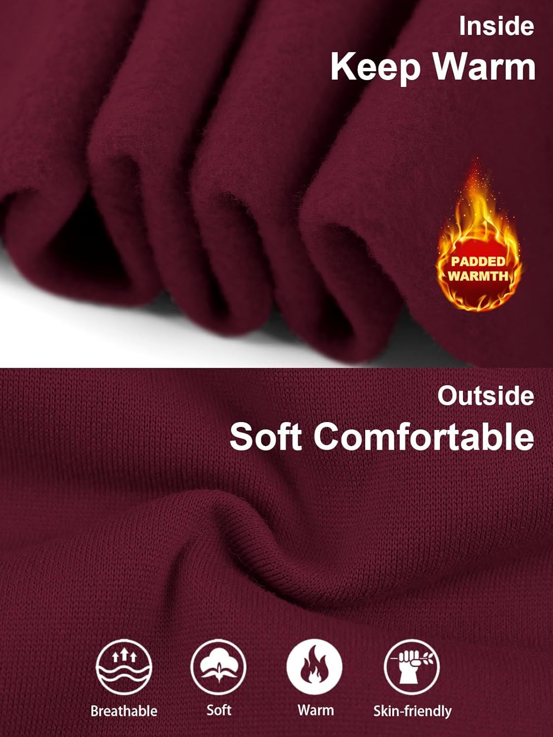 Mens Fleece Cargo Sweatpants Heavyweight Elastic Waist Pants with Pockets Baggy Drawstring Jogger Pants - Image 7