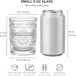 Kingrol 6 Pack 9 oz Romantic Water Glasses, Premium Drinking Glasses Tumblers, Vintage Glassware Set for Juice, Beverages, Beer, Cocktail