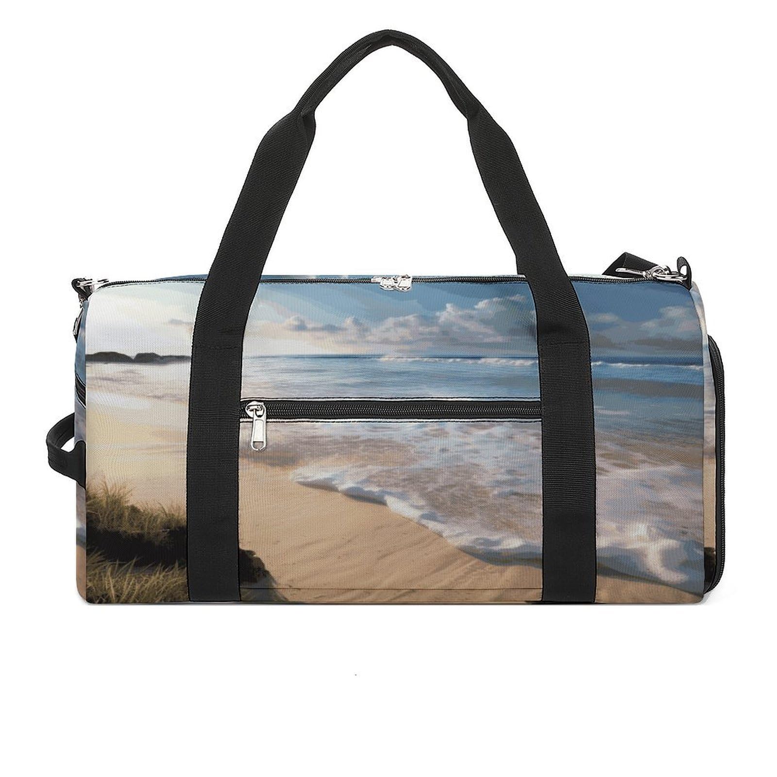 Serene Coastal - Bolsa de gimnasio ligera, bolsa de viaje con compartimento para zapatos, bolsa de gimnasio para mujer, para pasar la noche, fin de semana, yoga, gimnasio, viajes de negocios, deportes