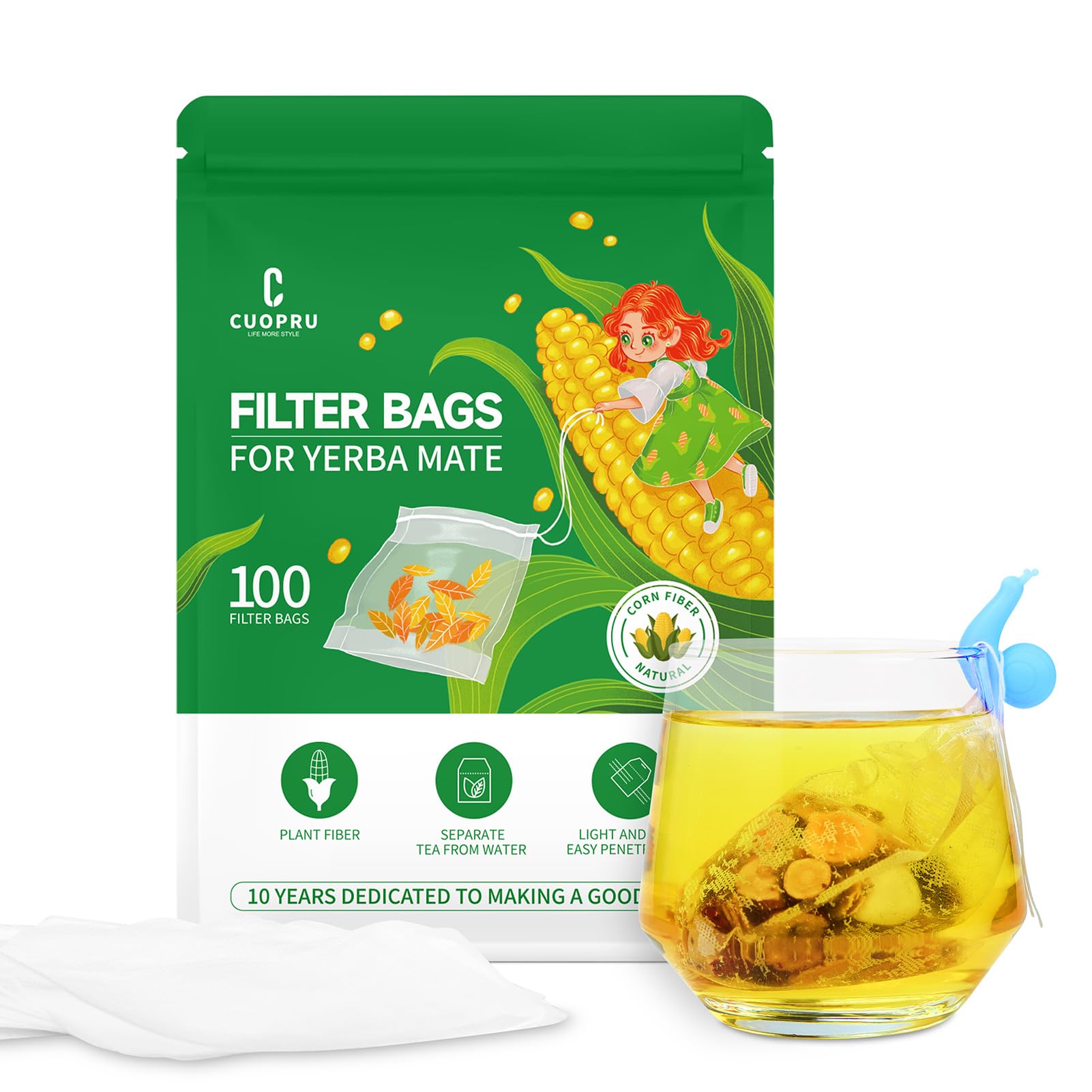 100 Bustine Filtro Tè Vuote Con Coulisse 8x10 Cm - Infusori Naturali Non Sbiancati, Biodegradabili, Per Tè Sfuso, Erbe E Spezie