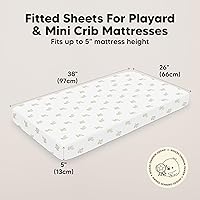Vista 3 de 2 paquetes de sábanas ajustadas para mini cuna - 38x26 Sábanas Pack N Play para colchón Pack and Play, algodón orgánico, ropa de cama transpirable