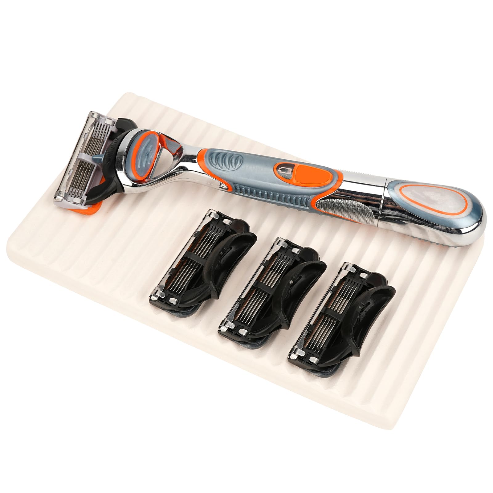 Linkidea Vassoio porta rasoio in diatomite, ad asciugatura rapida, supporto di sicurezza per doccia, compatibile con Gillette Fusion 5 ProGlide, Fusion 5 ProShield, Mach 3 (beige)