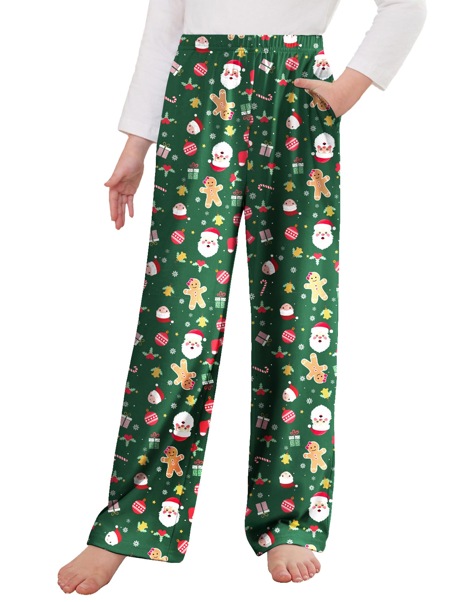 Pajama Pants for Girls Long Sleep Plaid Pants Soft Lounge Pj Bottoms with Pockets