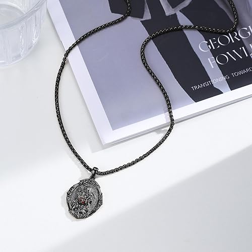 Vista 711 de Collar con colgante de plata de ley 925 con medalla de San Patrón, joyería religiosa para hombres y mujeres, con cadena de acero inoxidable 316L