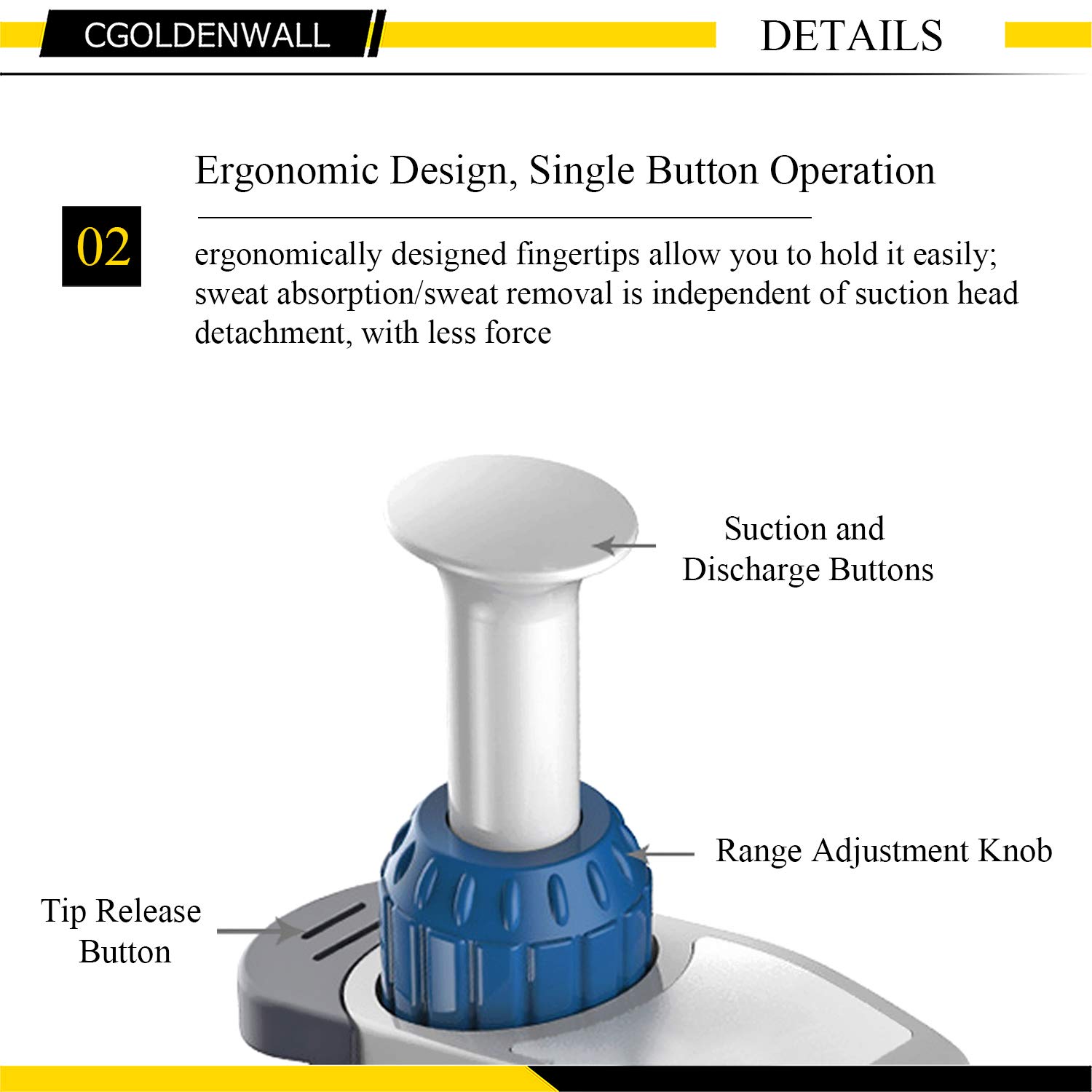 CGOLDENWALL Laboratorio Micropipette Pipeta Ajustable Manual Pipetter Pipetter Pipetter Ajustable y Volumen Fijo Monocanal Pantalla de cuatro dígitos (A10, 0.5-10ul)