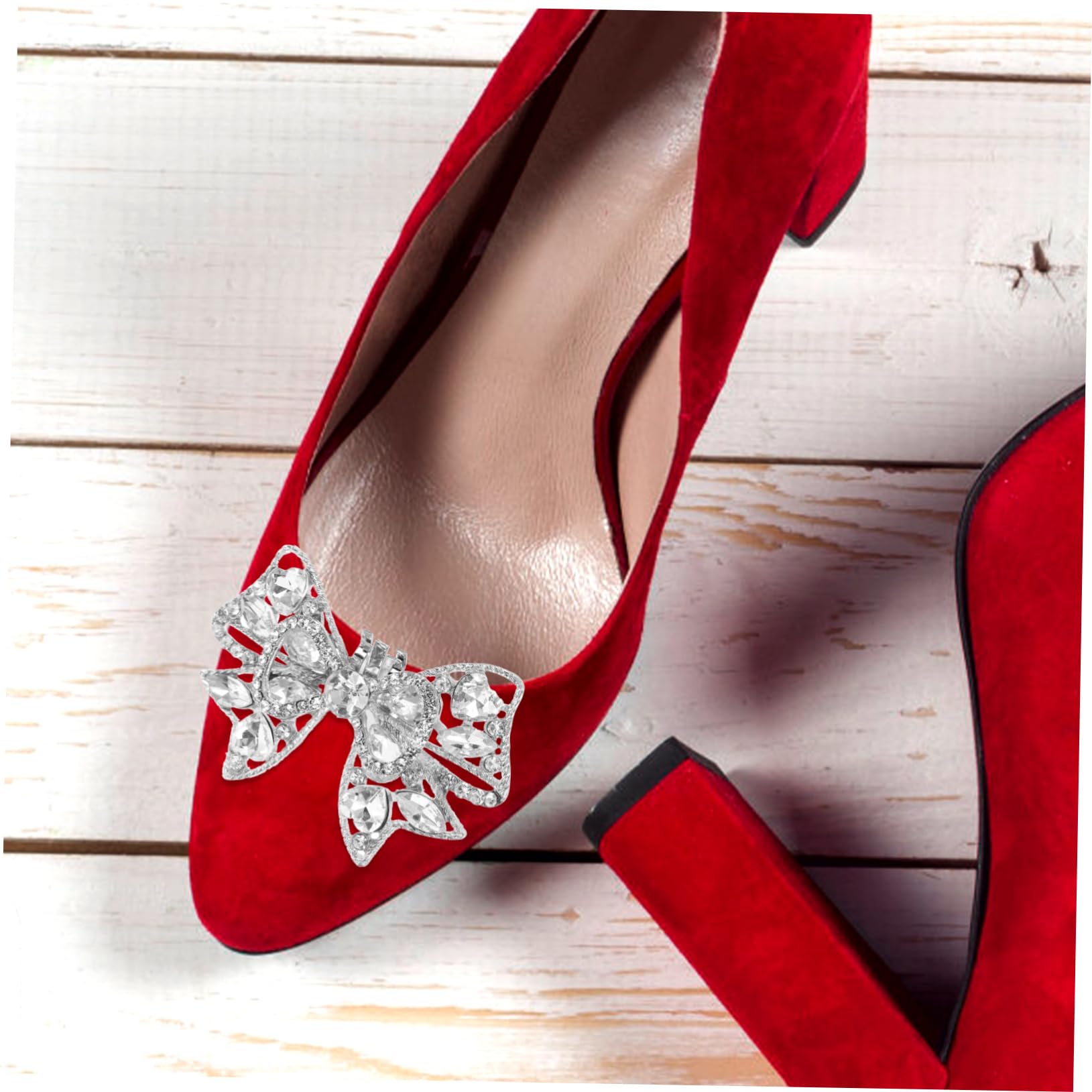 Artibetter Scarpe Eleganti Scarpe Sposa Heels Tacchi Argentati Decorazioni Per Scarpe Clip Per Scarpe A Forma Di Bowknot Fermagli Per Scarpe Da Sposa Per Décolleté Strass Silver