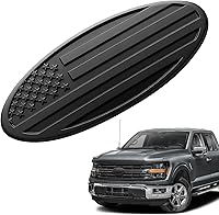 9" Aluminum American Flag Front Grill Emblem for Ford F150 F250 F350 Explorer - Patriotic Oval Badge Black