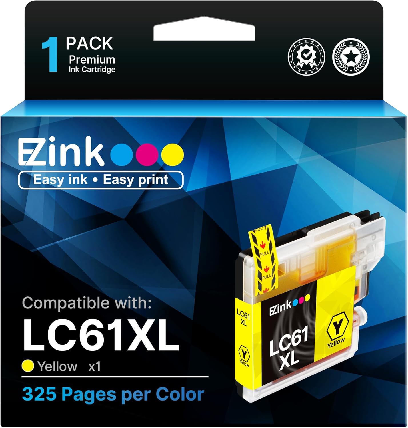 E-Z Ink Compatible Ink Cartridges Replacement for LC61 LC65 LC61Y to use with MFC-490CW MFC-495CW MFC-6490CW MFC-6890CDW (1 Yellow)