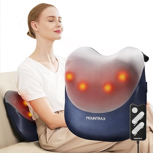 MOUNTRAX Shiatsu - Masajeador de espalda con calor, regalos para mujeres y hombres, masajeador de espalda para aliviar el dolor de tejido profundo,