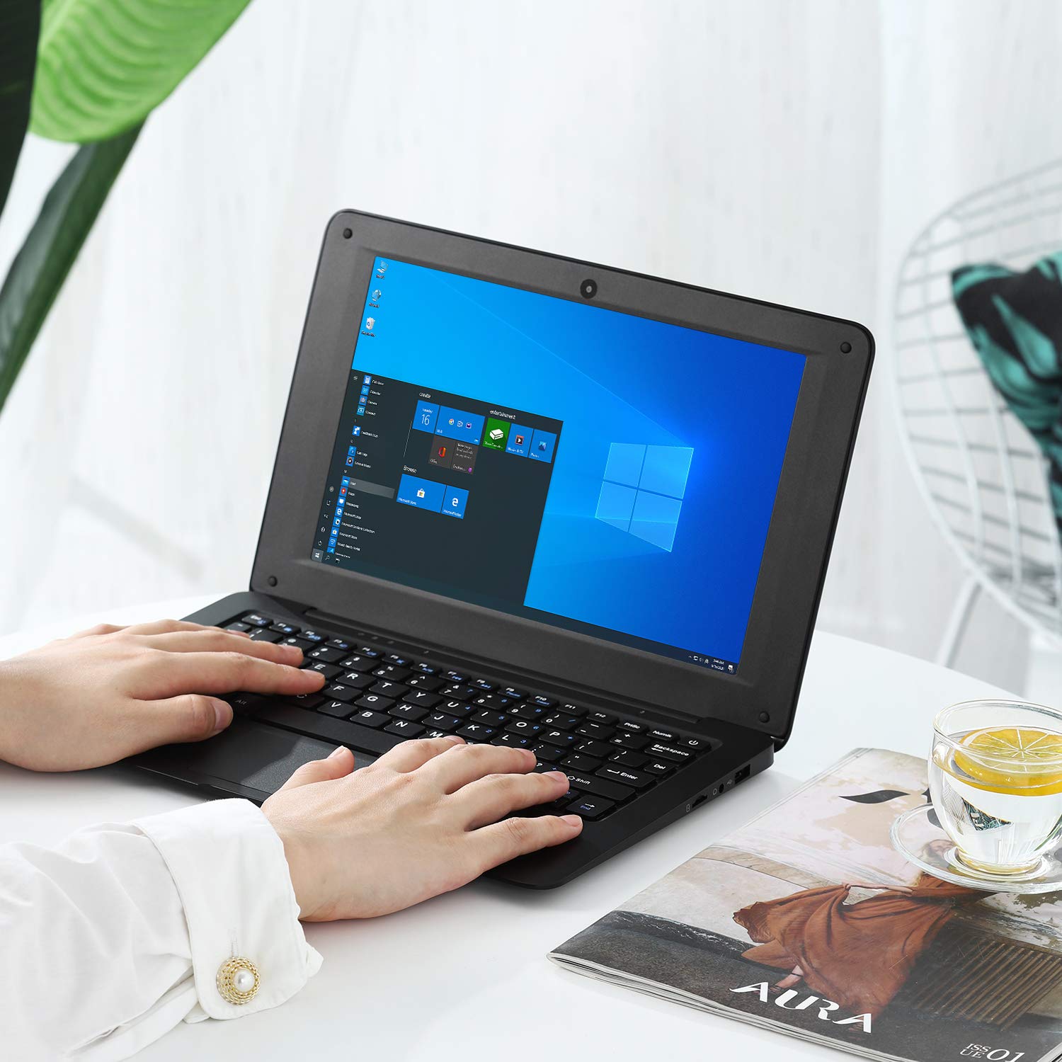 Bigmachine Computer portatile mini 10.1 pollici 32GB ultra sottile e leggero Netbook Quad Core CPU PC HDMI WiFi USB YouTube (Nero)