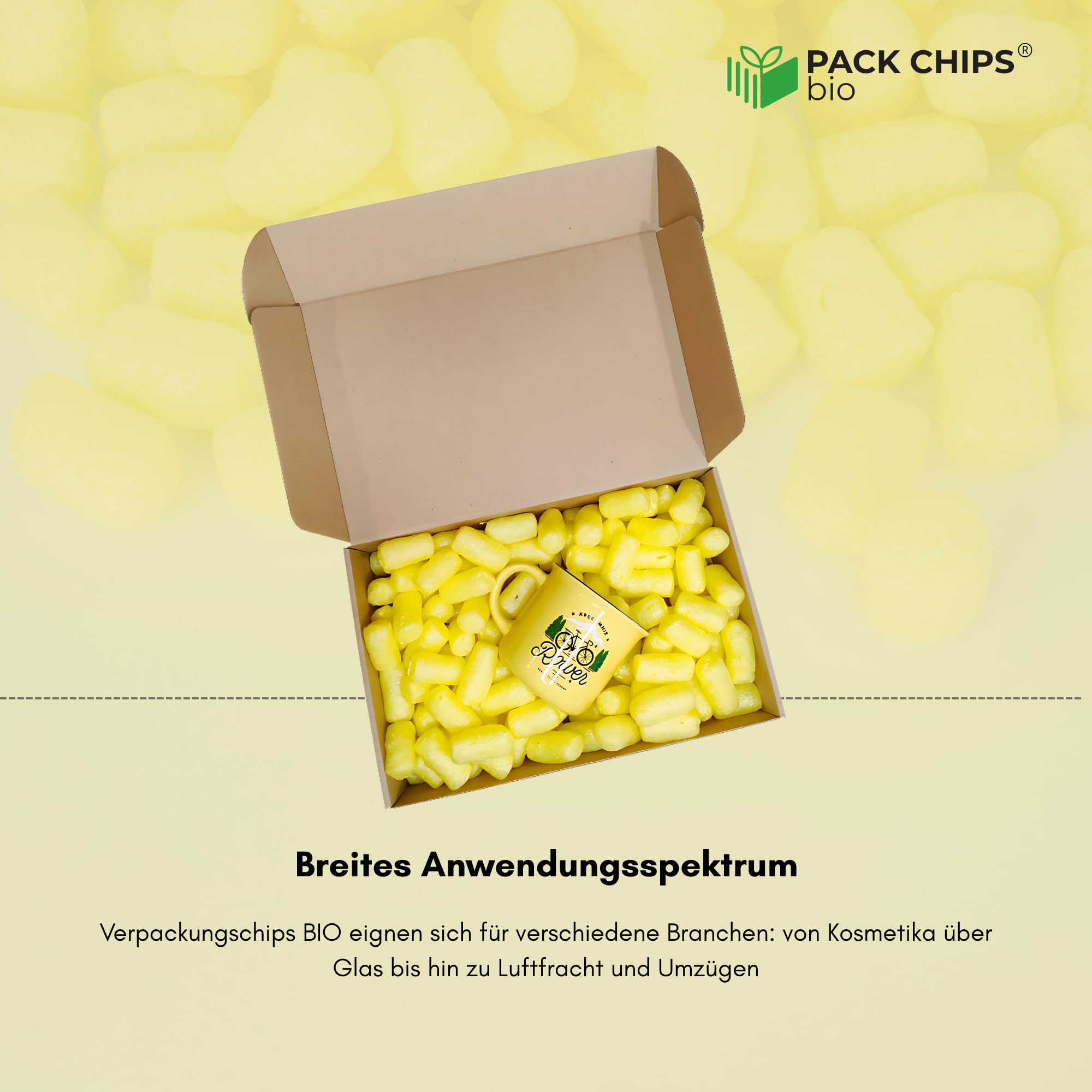 Verpackungschips Füllmaterial 400 L - Antistatische Polsterchips - Füllmaterial für Pakete - Verpackungsmaterial BIO - 100% Natürlich Abbaubar aus Stärke