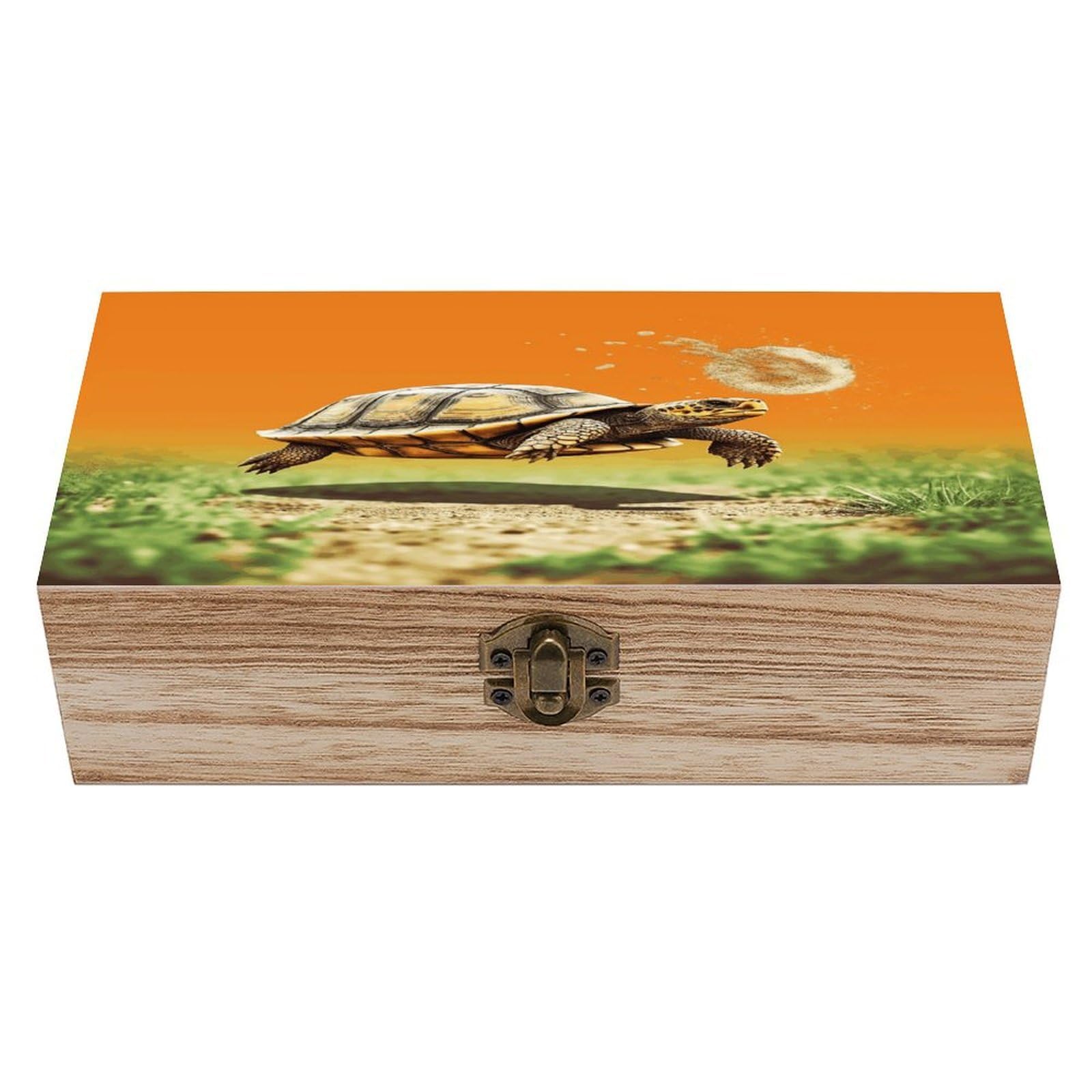 JTREHY Tortoise Turtle Jumping Wooden Storage Box Exquisite Durable Wood Gift Case Sturdy Vintage Jewelry Wooden Chest for Art Hobbies Storage Keepsake Gift