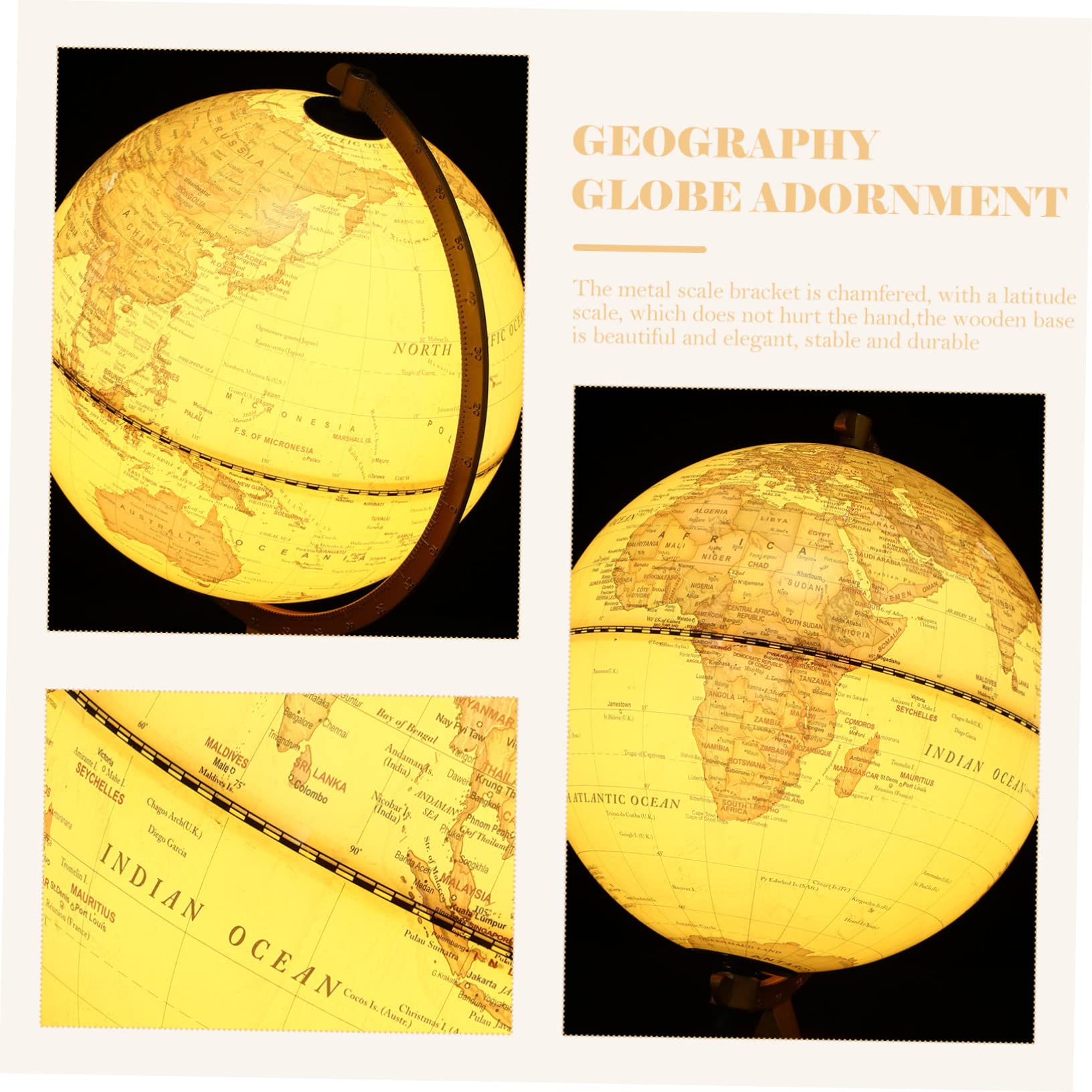 ifundom Mappamondo Antico Luminoso Da Scrivania Globo Decorativo Con Illuminazione Per Insegnamento Accessorio Elegante Per Casa e Ufficio