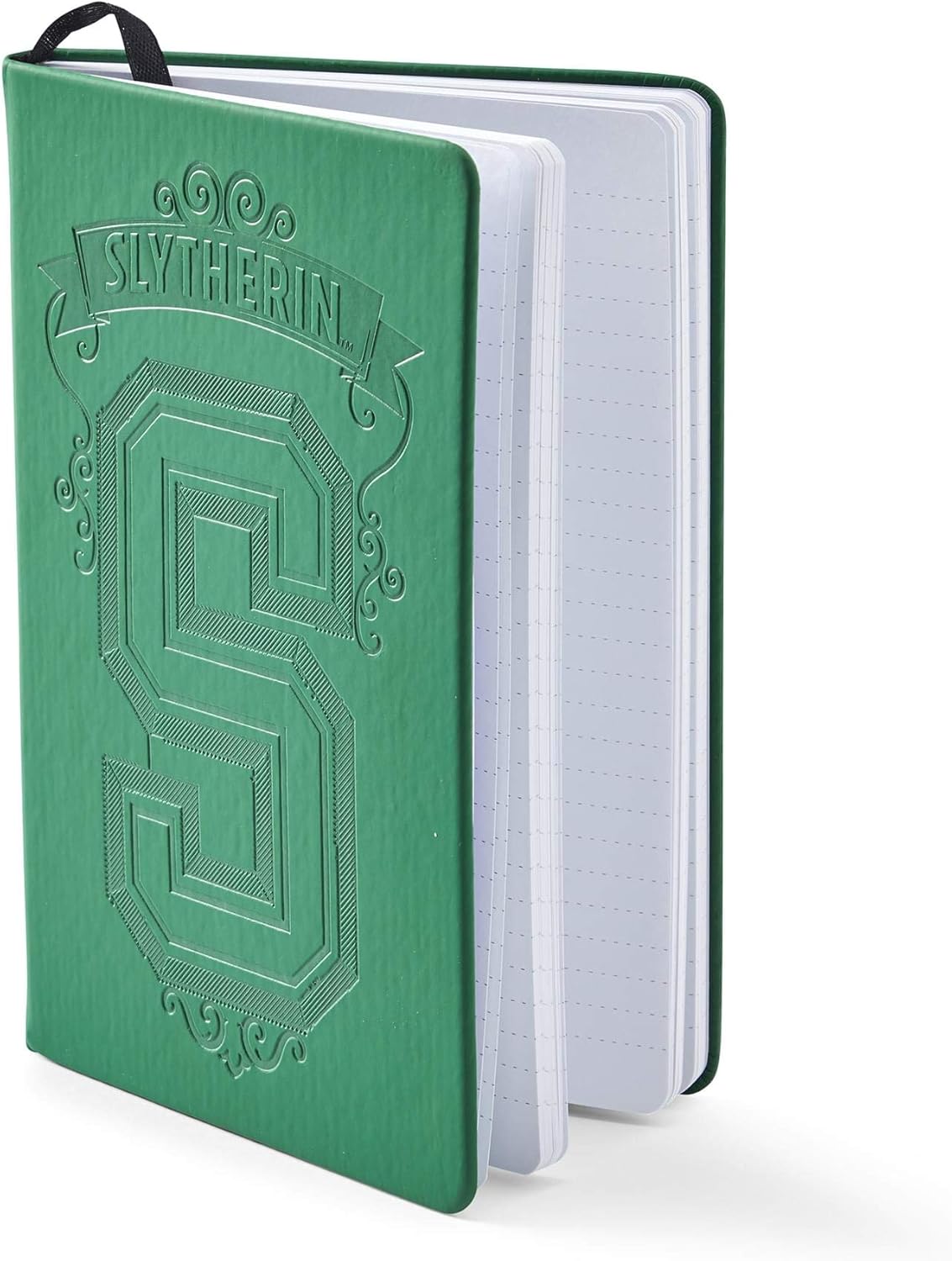 Seven20 Harry Potter Hogwarts House Slytherin Journal - Stylish 7.25-Inch X 5-Inch Notebook Features Debossed Green Cover & Ribbon Bookmark - House Name & Letter In Relief - For Notes, Poems, Spells & More!