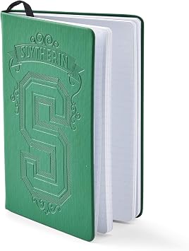 Seven20 Harry Potter Hogwarts House Slytherin Journal - Stylish 7.25-Inch X 5-Inch Notebook Features Debossed Green Cover & Ribbon Bookmark - House Name & Letter In Relief - For Notes, Poems, Spells & More!