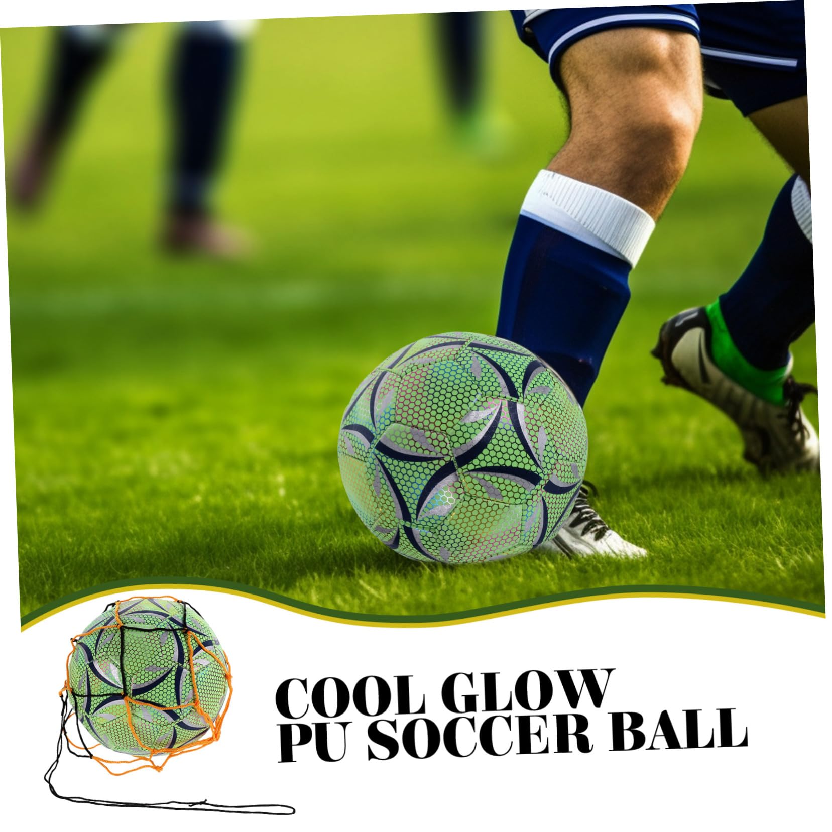 Toyvian Balón de Fútbol Fluorescente Verde para Entrenamiento, Resistente al Desgaste, Material PU, Adecuado para Jugar en Interiores y Exteriores