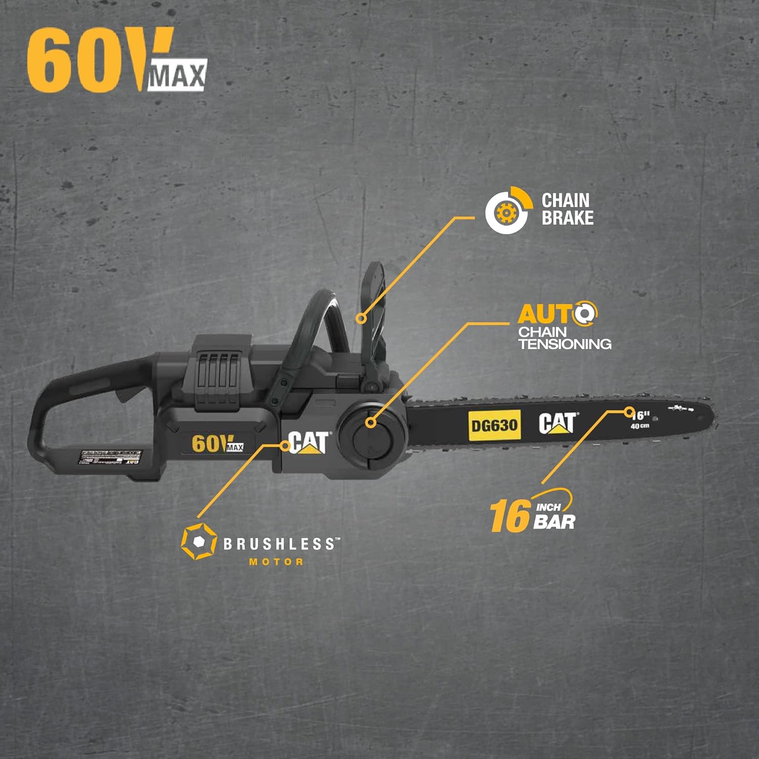 Cat® 60V 16" Brushless Chain Saw (Tool Only) - DG630.9