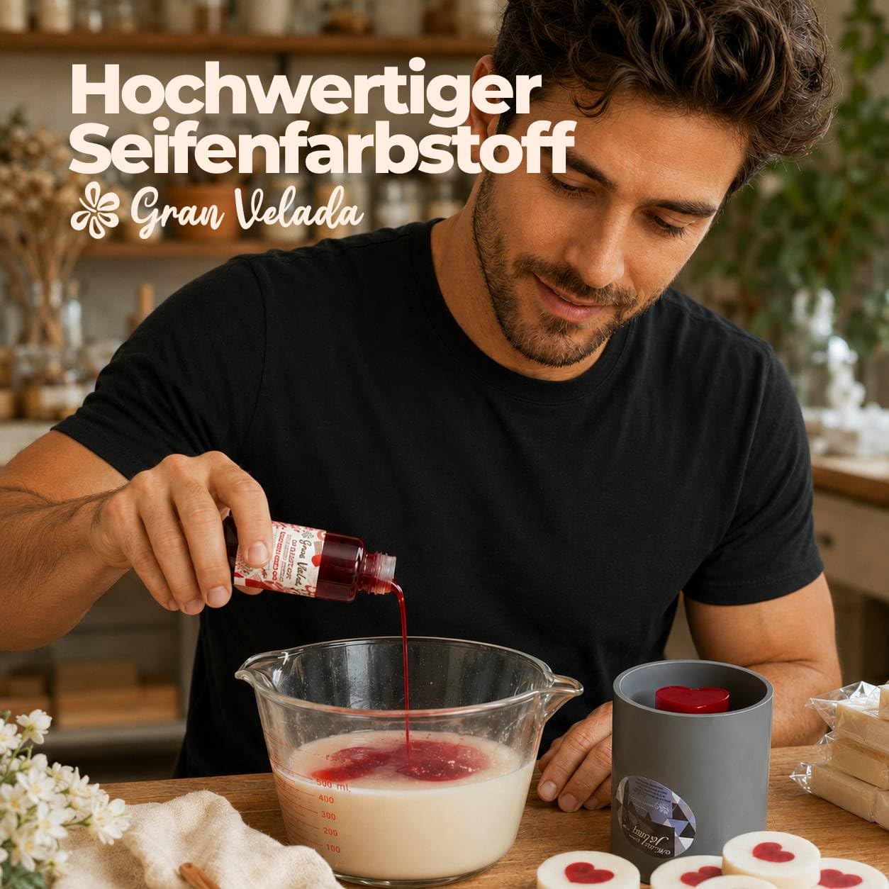 Gran Velada - Seifenfarbe Schwarz 1000 ml | Hochkonzentrierter Farbstoff für Glycerinseife, Wasserlöslich für Handgemachte Seifen, Intensive Pigmentierung, DIY Kosmetik