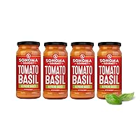 Vista 1 de Sonoma Gourmet Salsa de pasta Alfredo de tomate y albahaca, sin azúcar añadido, hecha con crema real, ingredientes frescos, frascos de 15.5 onzas