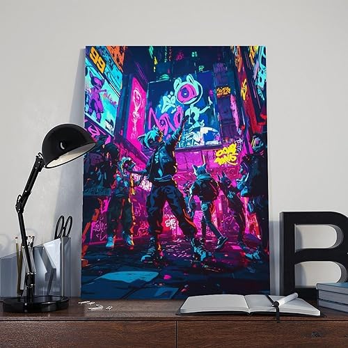 Miniatura 8 de XAHOR Retro Neon Party Wall Art  80s 90s Synthwave Cartoon Poster for Teen Room Decor Canvas Posters Wall Art Bedroom Office Room Decor Gift