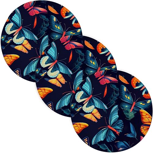 3 Pcs Heat Proof Trivet Colored Butterflies on Black Background for Hot Pots and Pans 15in Cotton Thread Weave Absorb Water Hot Pan Holder for Crock