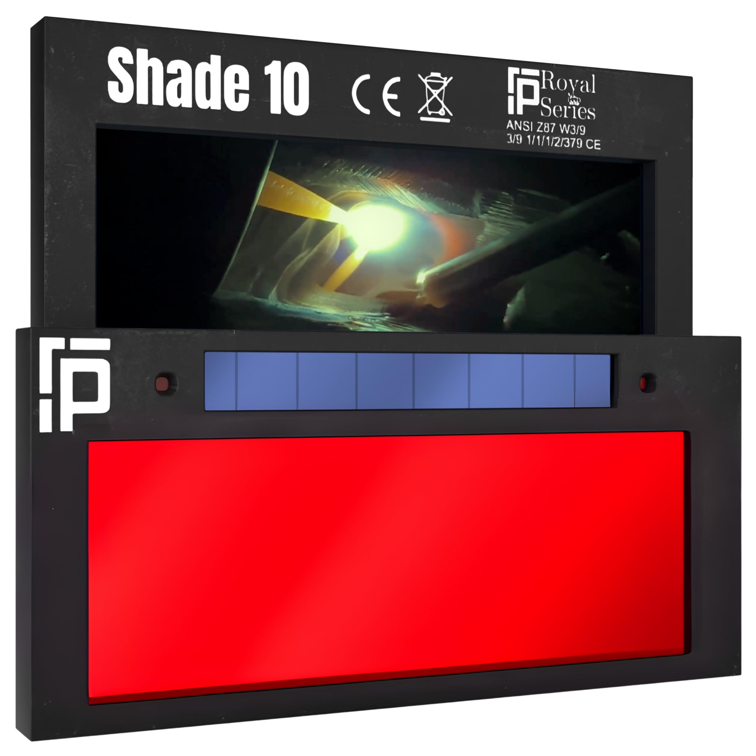 The Duke Single 1.0 | Shade 11 Red Auto Darkening Welding Lens | 2" x 4 1/4" x 0.2" | Darkens Automatically And Ultra Clear | Red Front - Green Weld View | Ridge Products Royal Series