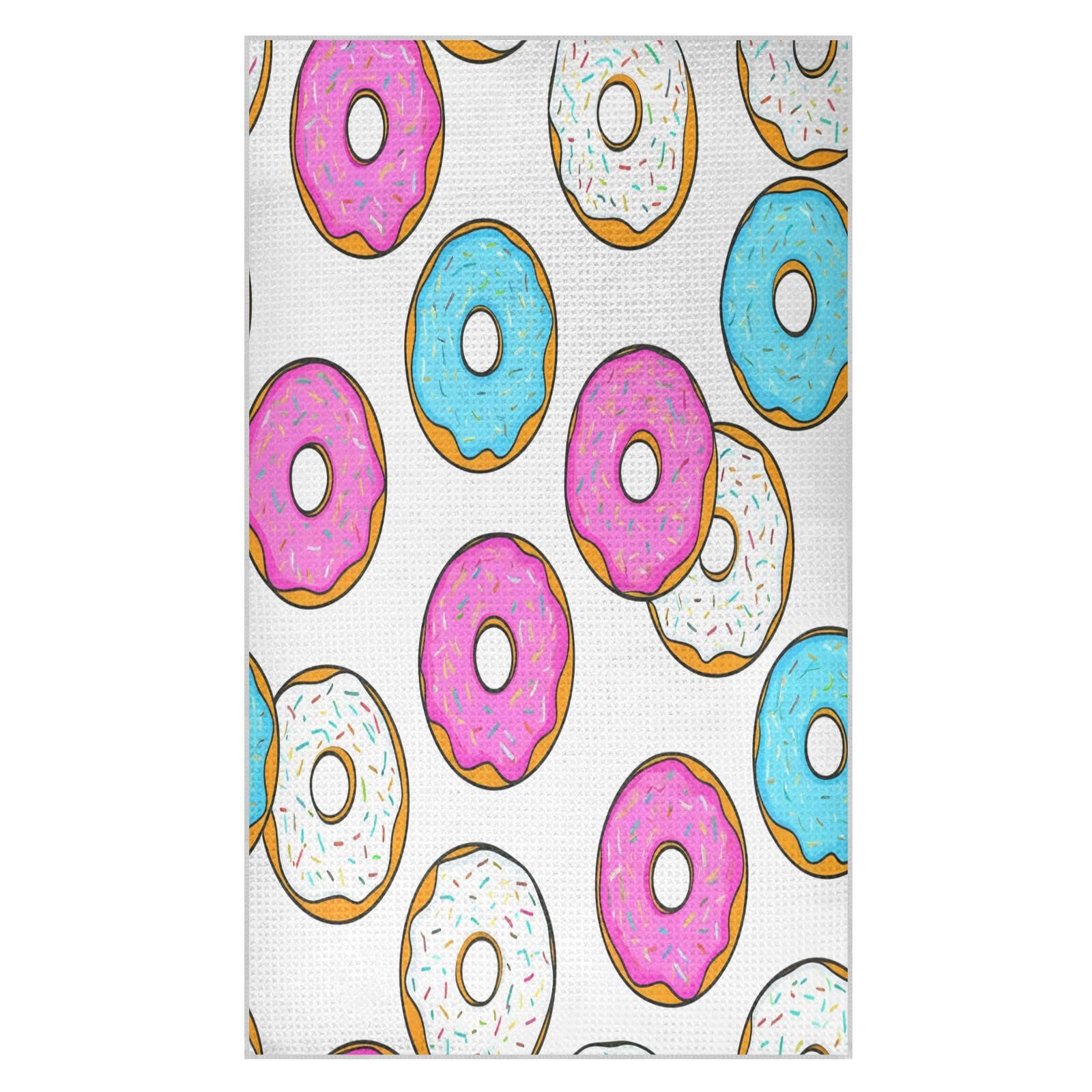 BURSTDDY Cartoon Donut Kitchen Towels,Absorbent Dish Towels 2 Pack