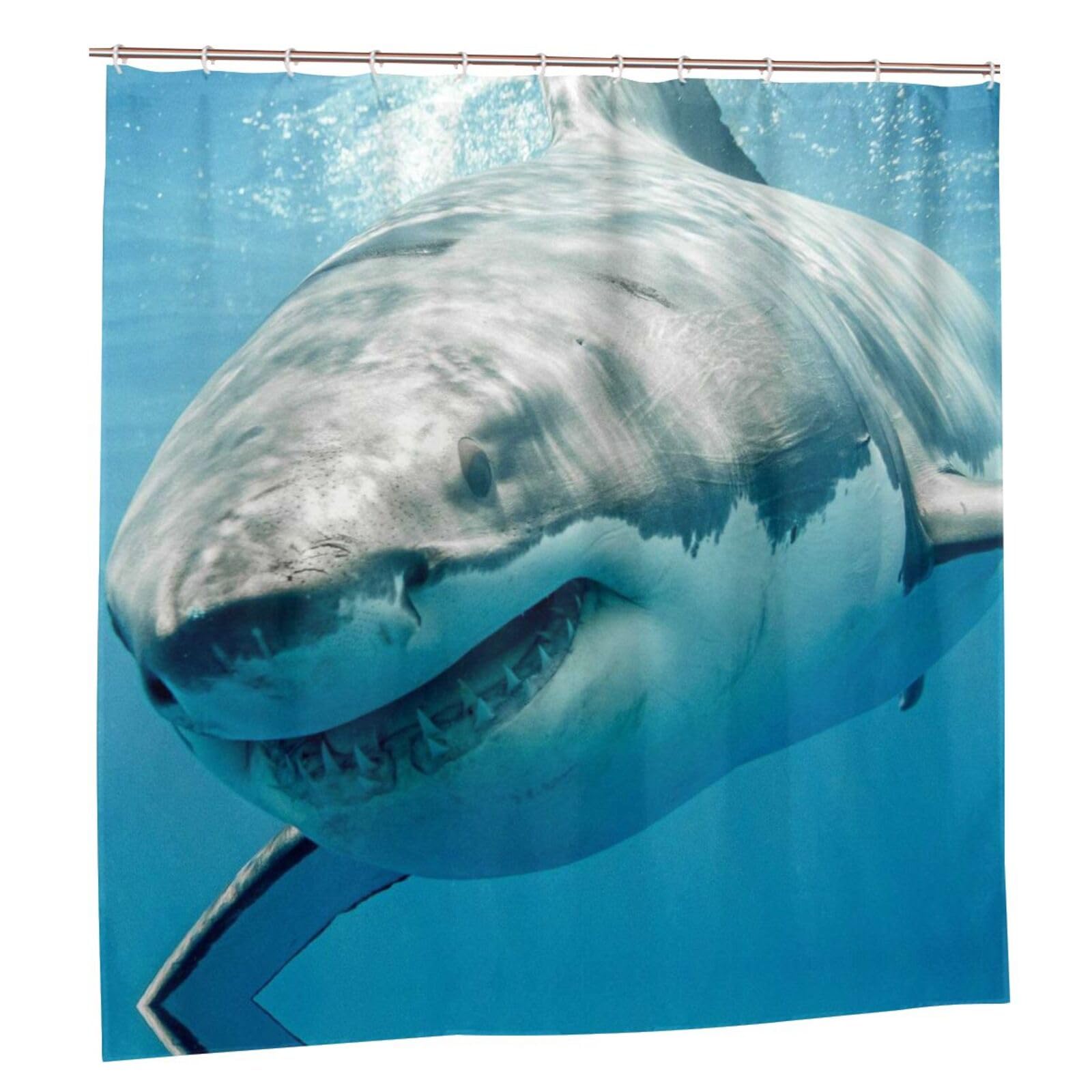 Rideau de douche requin sous l'eau idéal pour une décoration de salle de bain marine