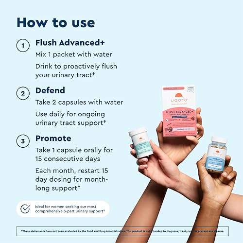 Miniatura 5 de Uqora Flush Advanced+ Regimen with Flush Advanced+ - Cranberry to Reduce Risk of Recurrent UTI** - Defend & Promote - D-Mannose, Vitamin C, Green