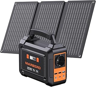 MARBERO Station Électrique Portable 98Wh avec Panneau Solaire Pliable 30W Générateur Solaire 26.500mAh Batterie Externe avec Sorties CC pour Road Trip Aventure Camping Maison