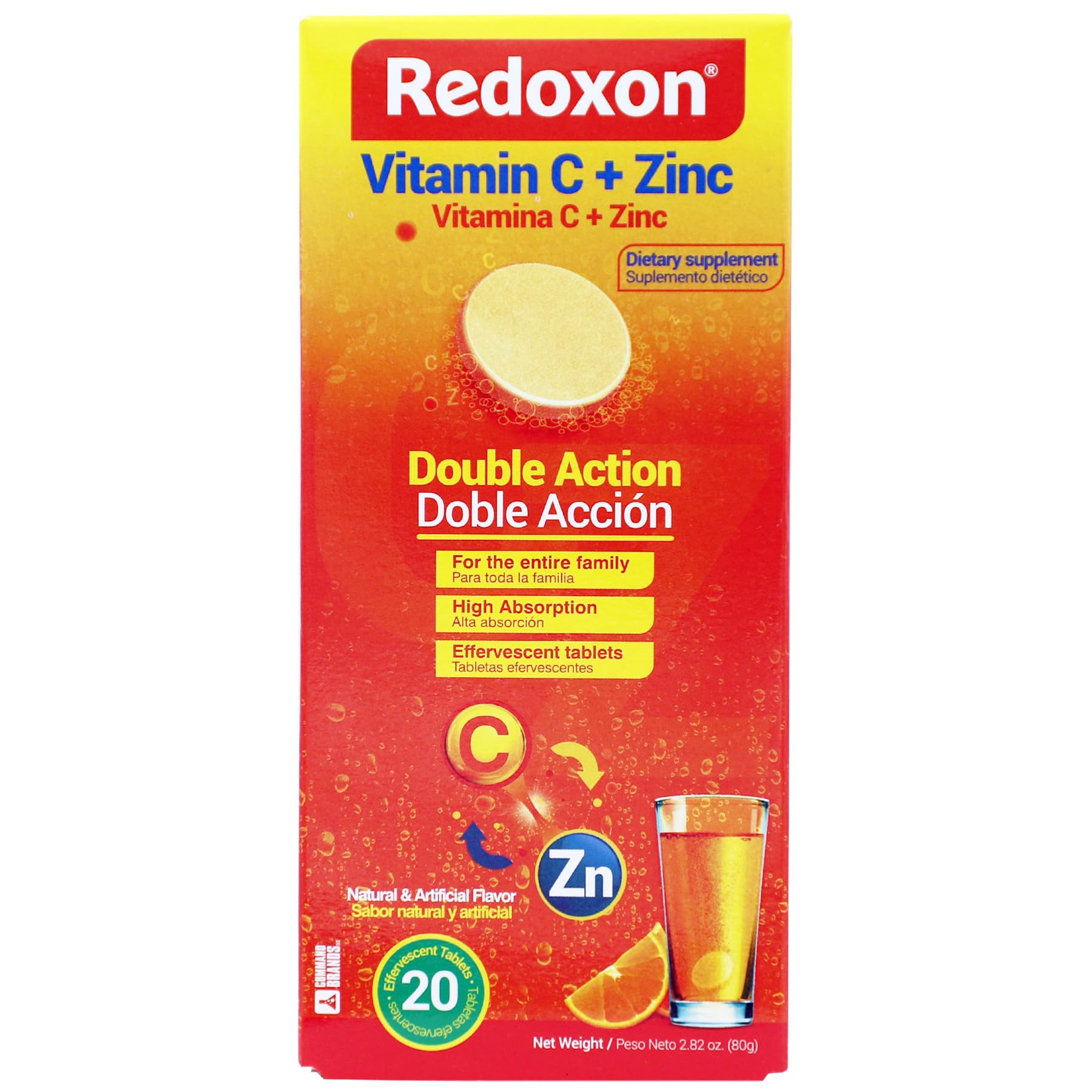 Redoxon Vitamin C + Zinc, Effervescent Tablets of Vitamin C and Zinc, Helps Support Your Immune System, Orange Flavor, 20 Effervescent Tablets, 2.82 Oz, Box — Amazon image 2