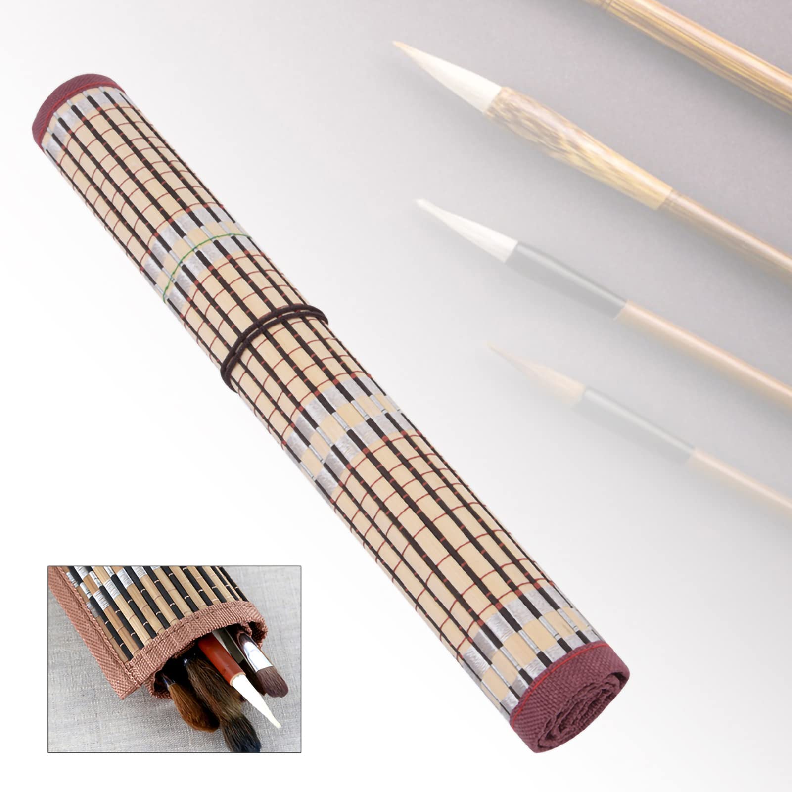Bambus-Pinselrolle, Pinseletui, 38 X 6 X 2 Malpinsel, Bambus-Rolltasche, Kalligraphie-Stiftetui, Vorhang-Pack, Kunstbedarf