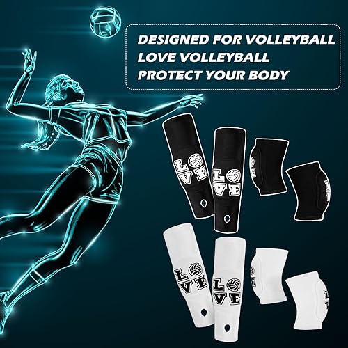 Miniatura 6 de Rodilleras de voleibol y mangas para brazos de voleibol con almohadilla de protección, manga para antebrazo, codo con orificio para el pulgar,