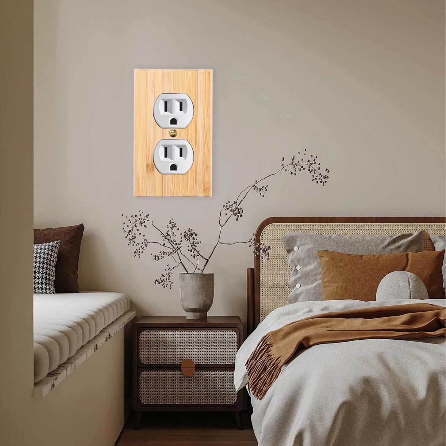1PC Solid Wood Outlet Covers Raw Wooden Light Switch Plate Decorative Wall Plate Bamboo Quality Light Switch Plate Cover Double Hole Outlet Plate Cover