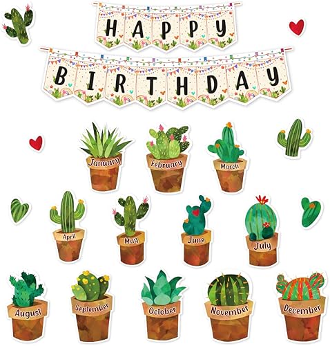 Juego de 42 tablones de anuncios de feliz cumpleaños, decoración de pared de cumpleaños, recortes para calendarios, tablones de anuncios