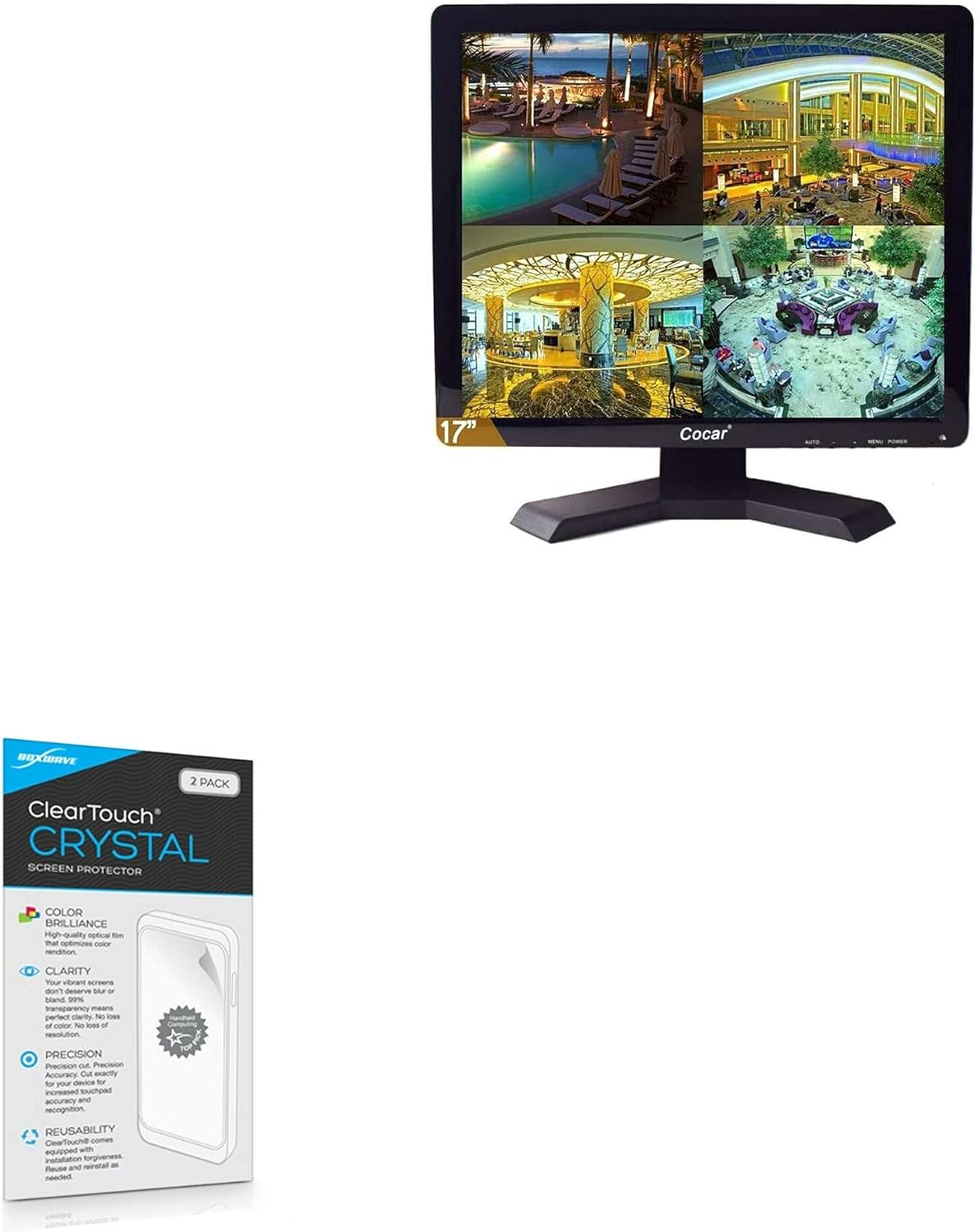 BoxWave Screen Protector Compatible with Cocar CCTV-B-MON17 - ClearTouch Crystal (2-Pack), HD Film Skin - Shields from Scratches