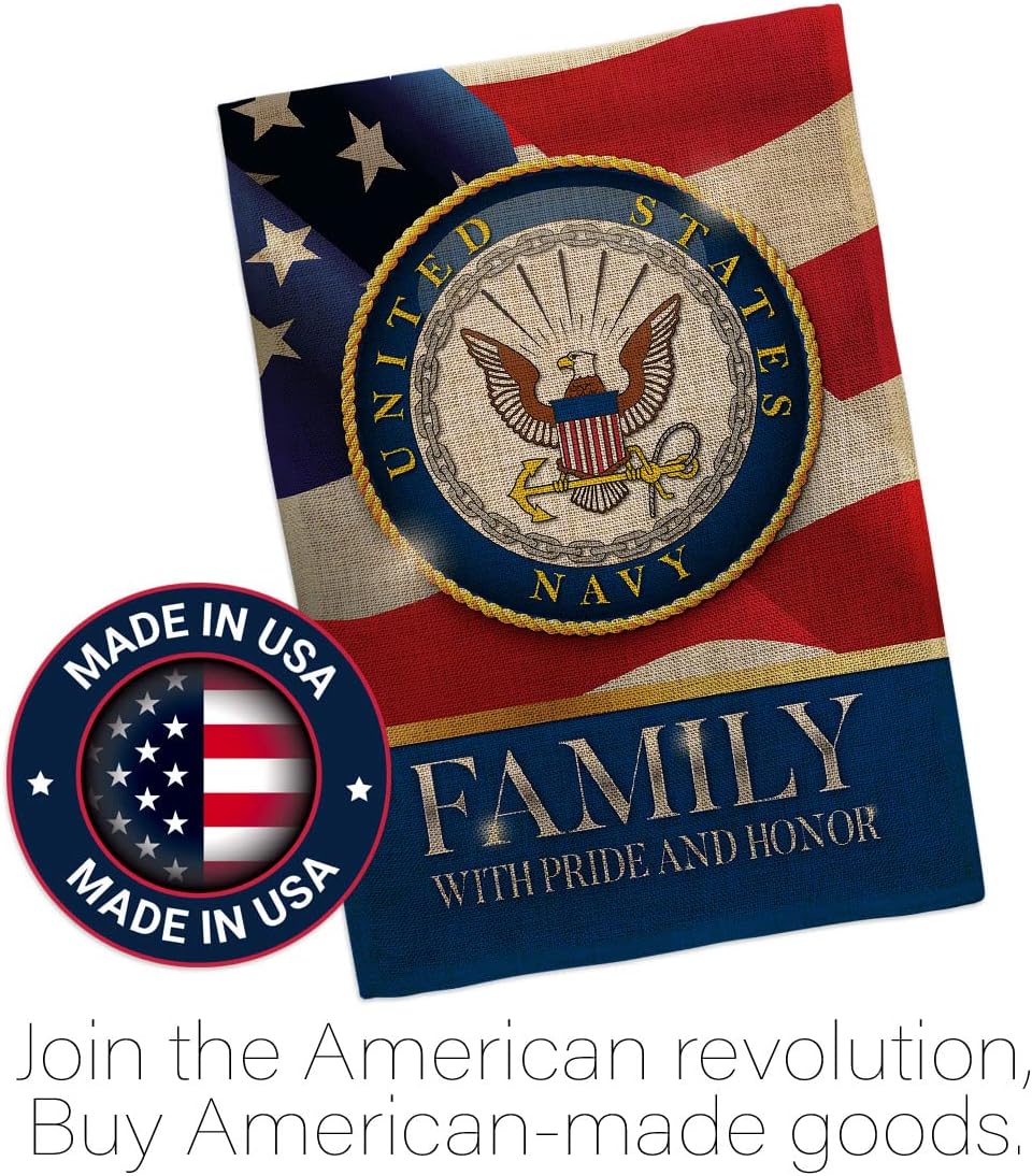 US Navy Family Honor Burlap Garden Flag - Armed Forces USN Seabee United State American Military Veteran Retire Official - House Decoration Banner Small Yard Gift Double-Sided Made In USA 13 X 18.5