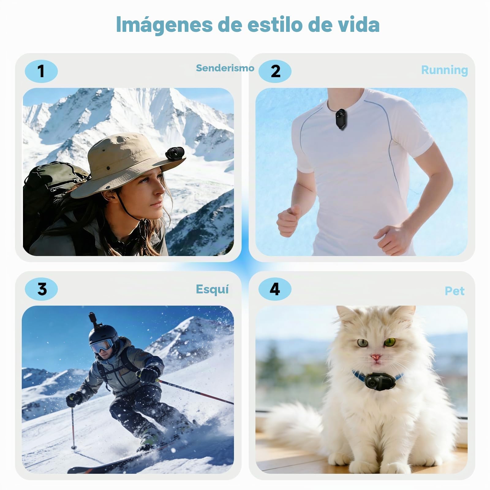 Mini Cámara Deportiva Ultraligera, 32GB Camara Casco Moto, con Clip Trasero POV Camera Multifuncional, Camara Moto Ideal para Viajes, Ciclismo y Aventuras al Aire Libre(Azul Marino)