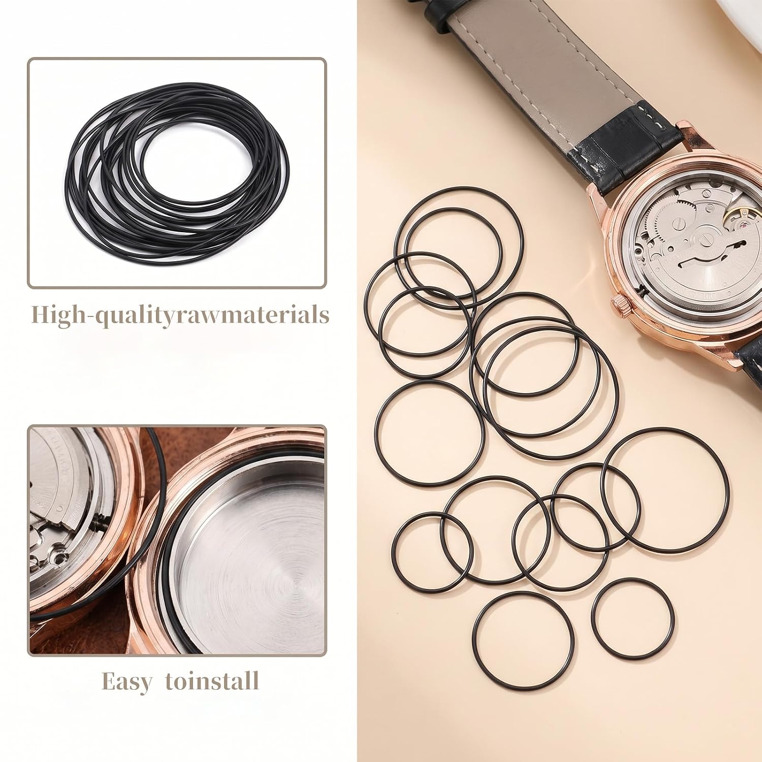 90Pcs O Ring Watch Gasket Waterproof Rubber Watchs Seal Washers image 3
